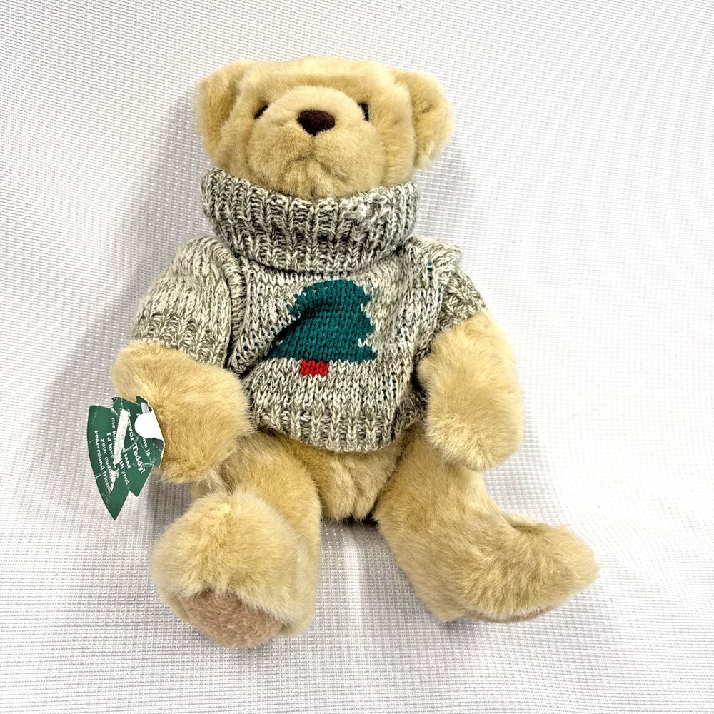 Vintage Hallmark Trevor Christmas Teddy Bear Plush Tree Knit Turtleneck Sweater